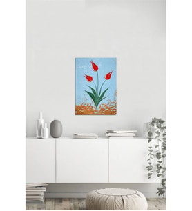 Tablosan Ebru Kırmızı Laleler Kanvas Tablo - B-10-091
