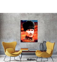 Tablosan Kalpaklı Atatürk Portresi Kanvas Tablo - A-02-087