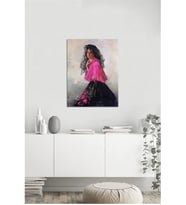 Tablosan Yağlı Boya Çiçekli Kadın Kanvas Tablo - B-13-347