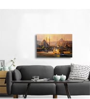 Tablosan Yağlı Boya İstanbul Eminönü Sahilinde Vapur Kanvas Tablo - B-16-342