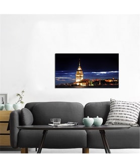 Tablosan Gece Kız Kulesi Fotoğraf Kanvas Tablo - A-16-154