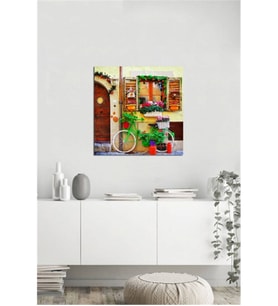Tablosan  Çiçekli Bisiklet Fotoğraf Kanvas Tablo - A-07-306