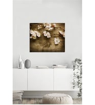 Tablosan  Ahşap Zemin Çiçekler Fotoğraf Kanvas Tablo - A-03-346