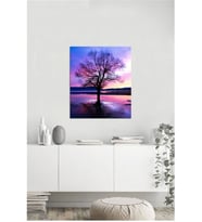 Tablosan Gün Batımında Tek Ağaç Fotoğraf Kanvas Tablo - A-20-471
