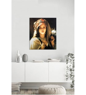 Tablosan Yağlı Boya Beyaz Leylaklı Türk Kızı Jean Portales Kanvas Tablo - B-13-055
