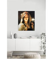 Tablosan Yağlı Boya Beyaz Leylaklı Türk Kızı Jean Portales Kanvas Tablo - B-13-055