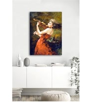 Tablosan Yağlı Boya Keman Çalan Kız Kanvas Tablo - B-11-002