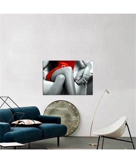 Tablosan Kırmızı Elbiseli Kadın Fotoğraf Kanvas Tablo - A-17-007