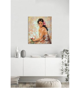 Tablosan Yağlı Boya Çiçekli Kadın Kanvas Tablo - B-13-053