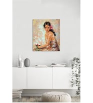 Tablosan Yağlı Boya Çiçekli Kadın Kanvas Tablo - B-13-053
