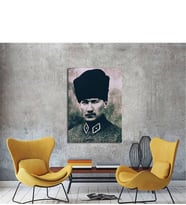 Tablosan Kalpaklı Atatürk Portresi Kanvas Tablo - A-02-006