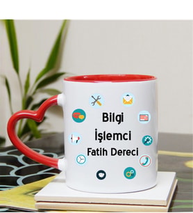 Bilgi İşlemci Kupa Bardağı Kalpli