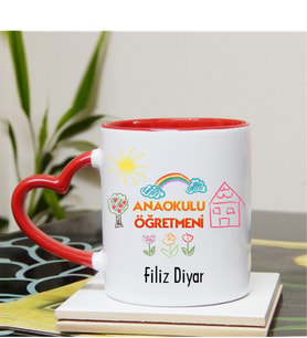 Ana Okulu Öğretmeni Kupa Bardağı Kalpli