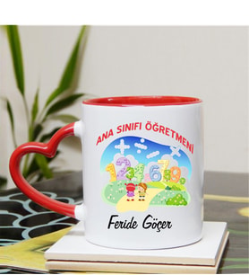 Ana Sınıfı Öğretmeni Kupa Bardağı Kalpli