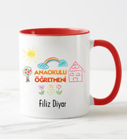 Ana Okulu Öğretmeni Kupa Bardağı Kırmızı