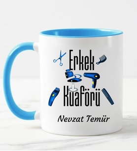 Erkek Kuaförü Kupa Bardağı Mavi
