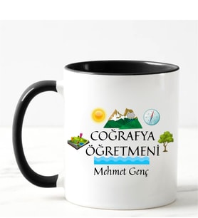 Coğrafya Öğretmeni Kupa Bardağı Siyah