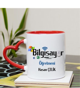 Bilgisayar Öğretmeni Kupa Bardağı Kalpli