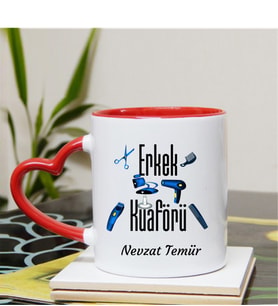 Erkek Kuaförü Kupa Bardağı Kalpli