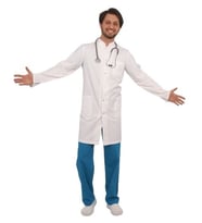 Doktor Erkek Beyaz Hakim Yaka Uzun Boy Uzun Kol Önlük Uniforma