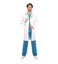 Doktor Erkek Yaka Beyaz Önlük Uzun Kol Uzun Boy Uniforma