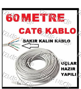 60 METRE Cat6 Internet Kablosu Cat 6 Ket Lan Ethernet Pc Laptop Modem Ağ