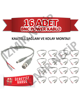 16 Lı Bnc-Power Kamera Montaj Seti Ekonomik Paket Ücretisiz Kargo