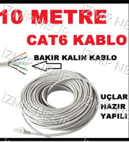 CAT6 Kablo Ethernet ADSL  İNTERNET AĞ KABLOSU BİLGİSAYAR MODEM 10 METRE