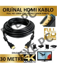30 Metre Kaliteli Çift Filtreli Extra Kömürlü Kalın Hdmı Kablo