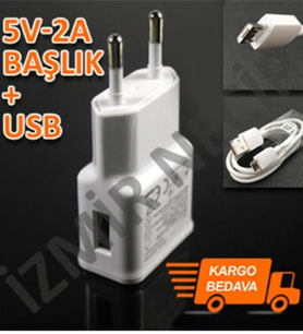 Samsung Telefon Uyumlu 2Li Set 2 Amper Adaptör Mikro Micro