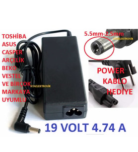 19 Volt 4.74 Amper 4,74 Amper Laptop Dizüstü Pc Adaptörü Şarj Ale