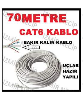 70 Mt Metre Kalın Bakır Cat6 Internet Modem Bilgisayar Arası Kabl