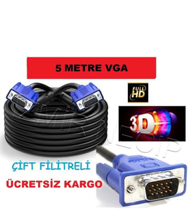 5 Metre Projeksiyon Vga Kablosu Kaliteli Kalın Kablo