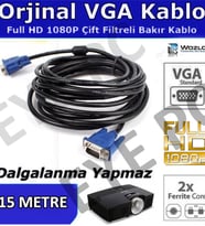 15 Metre Vga Vga Kablo Wga Kablo Wegea Çift Filtreli