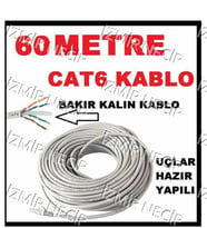 60 Mt Metre Kalın Bakır Cat6 Internet Kablosu-Cat 6 Kablo