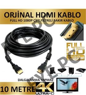10 Metre Hdmı Mönitör Tv Pc Görüntü Kablosu
