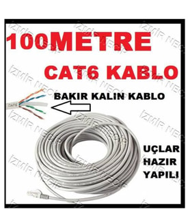 100 Metre Internet Kablosu Kalın Cat6 Modem Ağ Kablosu TV+PLUS