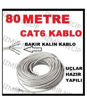 80 Metre Bakır Cat6 Internet Kablosu Ethernet 80 Metre Cat 6