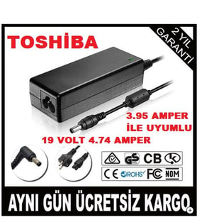 Toshiba PORTEGE Z930 UYUMLU  ADAPTÖR19 VOLT 4,74 A ŞARJ ALETİ