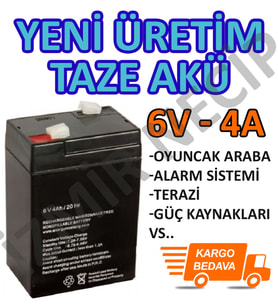 Alarm Paneli Aküsü 6 Volt 4 Amper Kaliteli Sağlam Taze Akü