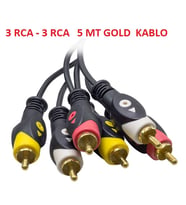 5Metre 3 Lü Rca Ses Görüntü Aktarım Kablosu Kaliteli Sağlam