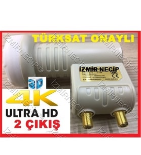 2 Çıkİş Hd 3D 4K 2Li Çiftli Twin Lnb Gold Uç Yağmur Korumalı