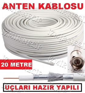 Hazır F Konnektörlü 20 Mt Çanak Uydu Kablosu