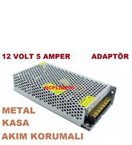 12 Volt 5 Amper Metal Kasa Kamera Alarm Güvenlik Dvr Adaptör Şarj