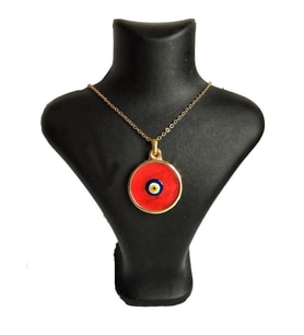 Kırmızı Sedef Taşlı Nazar Kolye Ps0351
