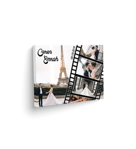 Kişiye Özel İsimli Film Şeridi Temalı Fotoğraflı Kanvas Küçük Boy (30x45)
