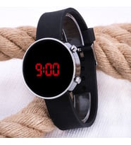Led Watch Unisex Gümüş Renk Kasa Siyah Silikon Kordon Dijital Kol Saati ST-30353
