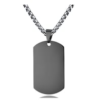 Chavin Büyük Parlak Siyah Dogtag Asker Künyesi Çelik Kolye ds68sy