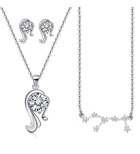 Chavin Zirkon Taşlı Başak Burç Kolye Küpe Seti dt30