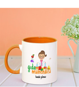 BK Gift Kişiye Özel Mesleki Gıda Mühendisi Turuncu Kupa Bardak- 2